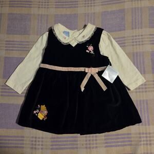 NWT Vintage 90s Disney Winnie the Pooh 2 Piece Set Dress 18M 18 Months Baby